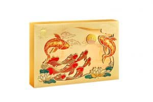 Hộp Bánh Trung Thu Kinh Đô Trăng Vàng Hoàng Kim Vinh Hoa (Vàng) 4BX160 + Trà  2023