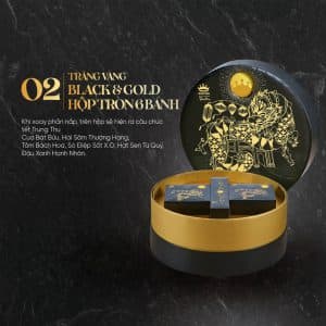Bánh Trung Thu Kinh Đô Trăng Vàng BLACK&GOLD Hộp Tròn 6 Bánh x160g Thiệp 3D và Trà 2023