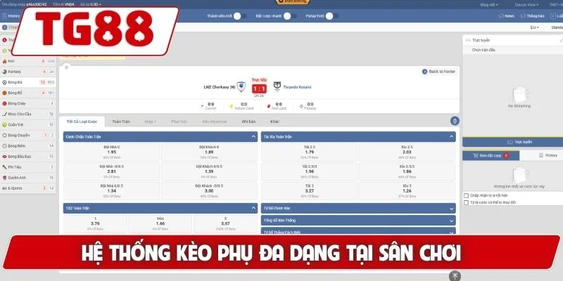 Hệ thống kèo phụ đa dạng tại sân chơi